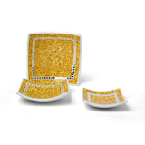 Square Mosaic Decorative Plates โ Set of 3 โ Yellow