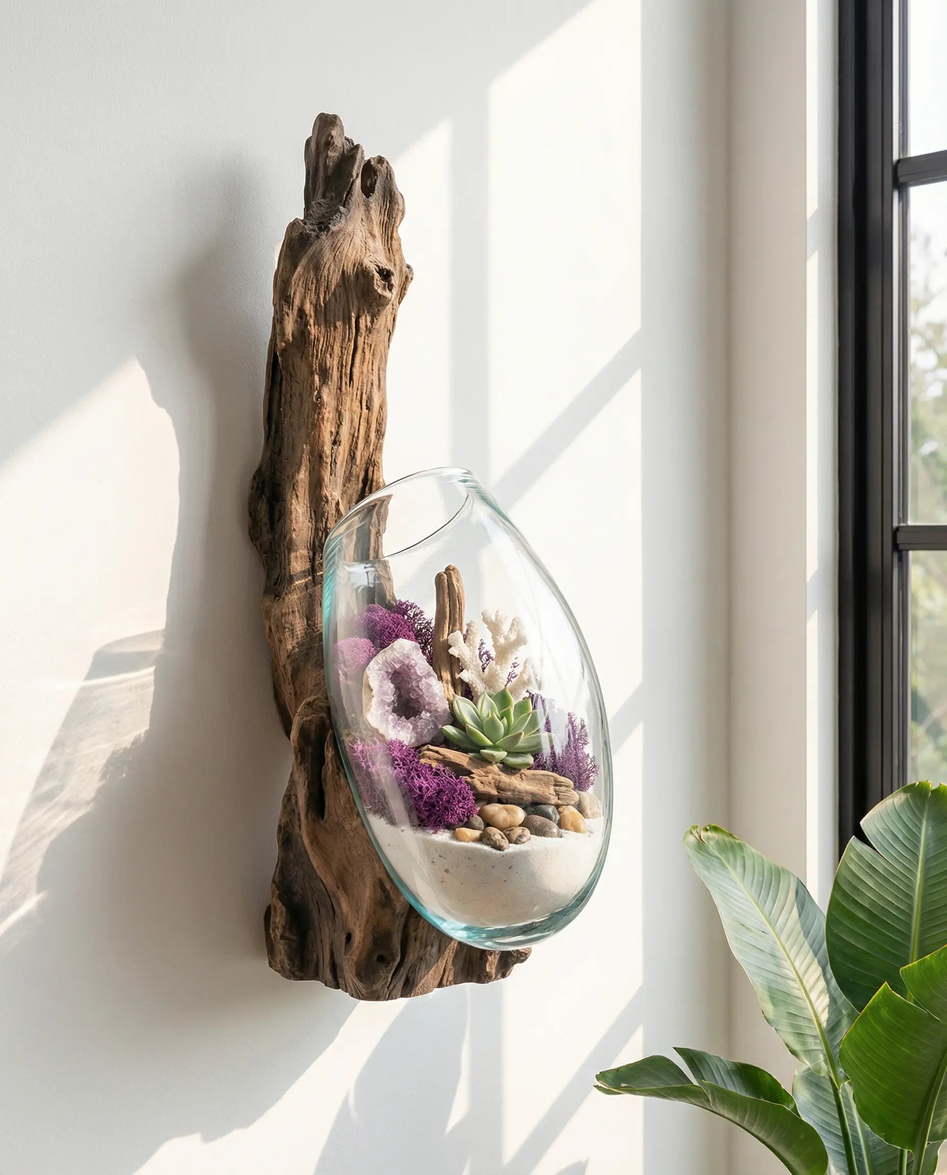 Wall Hanging Glass Vase on Wood
