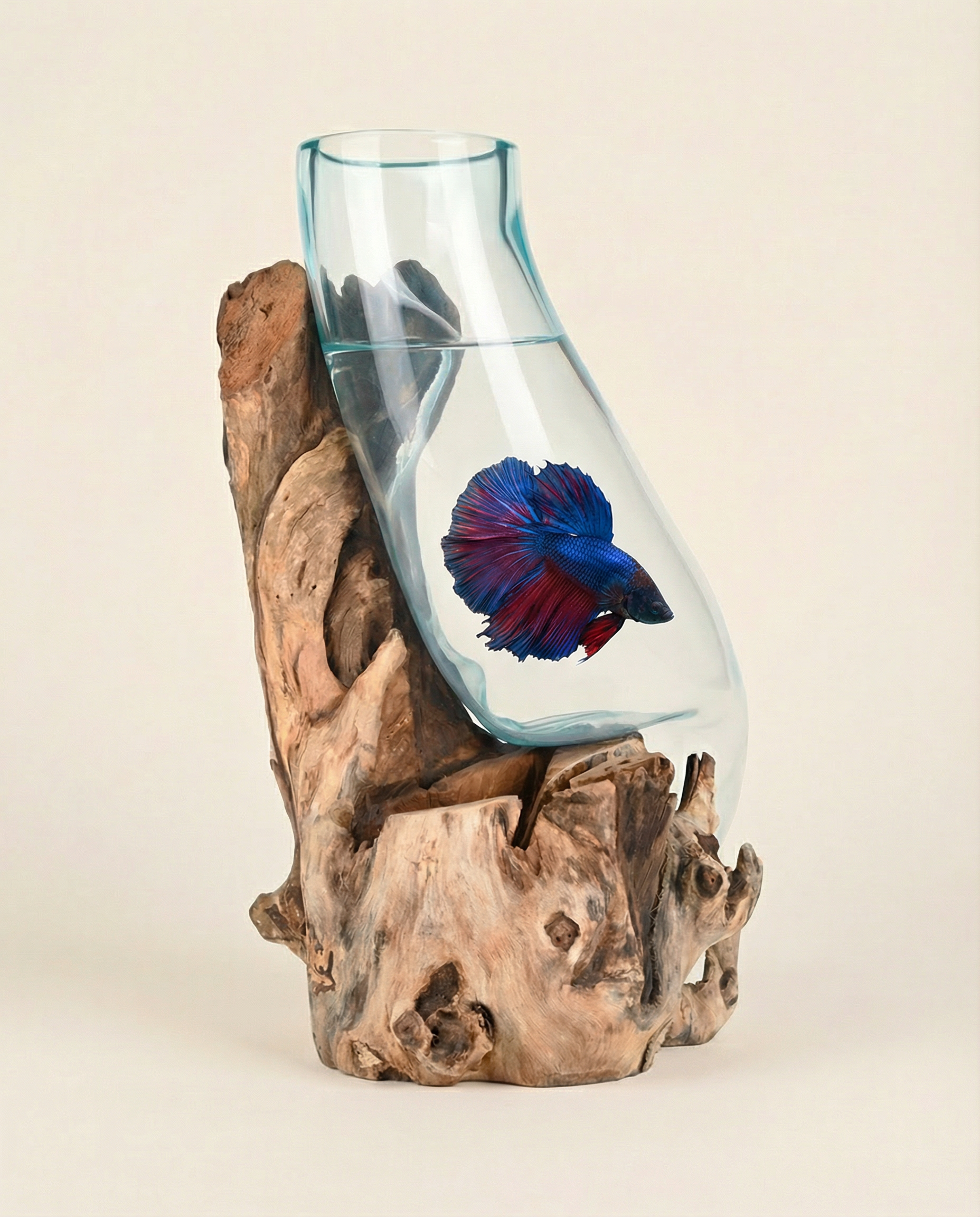Table Standing Glass Vase on Wood | Natural Wood