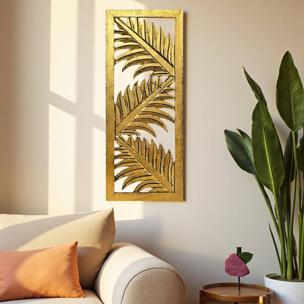 Palm Leaf Design Wall Decoration (Gold) image 0