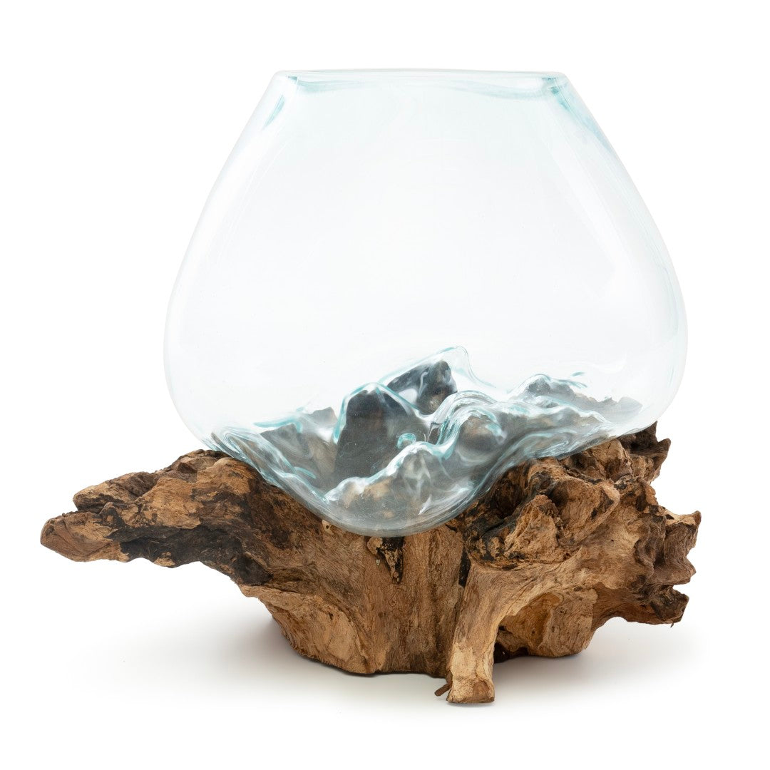 Glass Aquarium melted on Wood (Natural Wood finish) Glass Aquarium on Natural Drift wood (SMALL) image 0