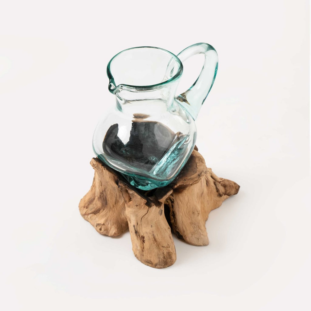 Handblown Glass Pitcher On Wood image 2