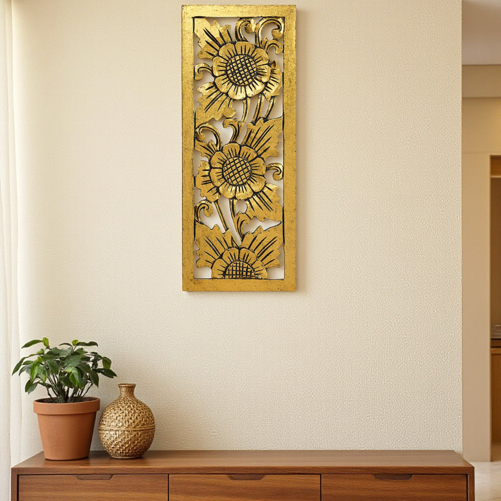 Flower Design wall Decoration (Gold) image 3