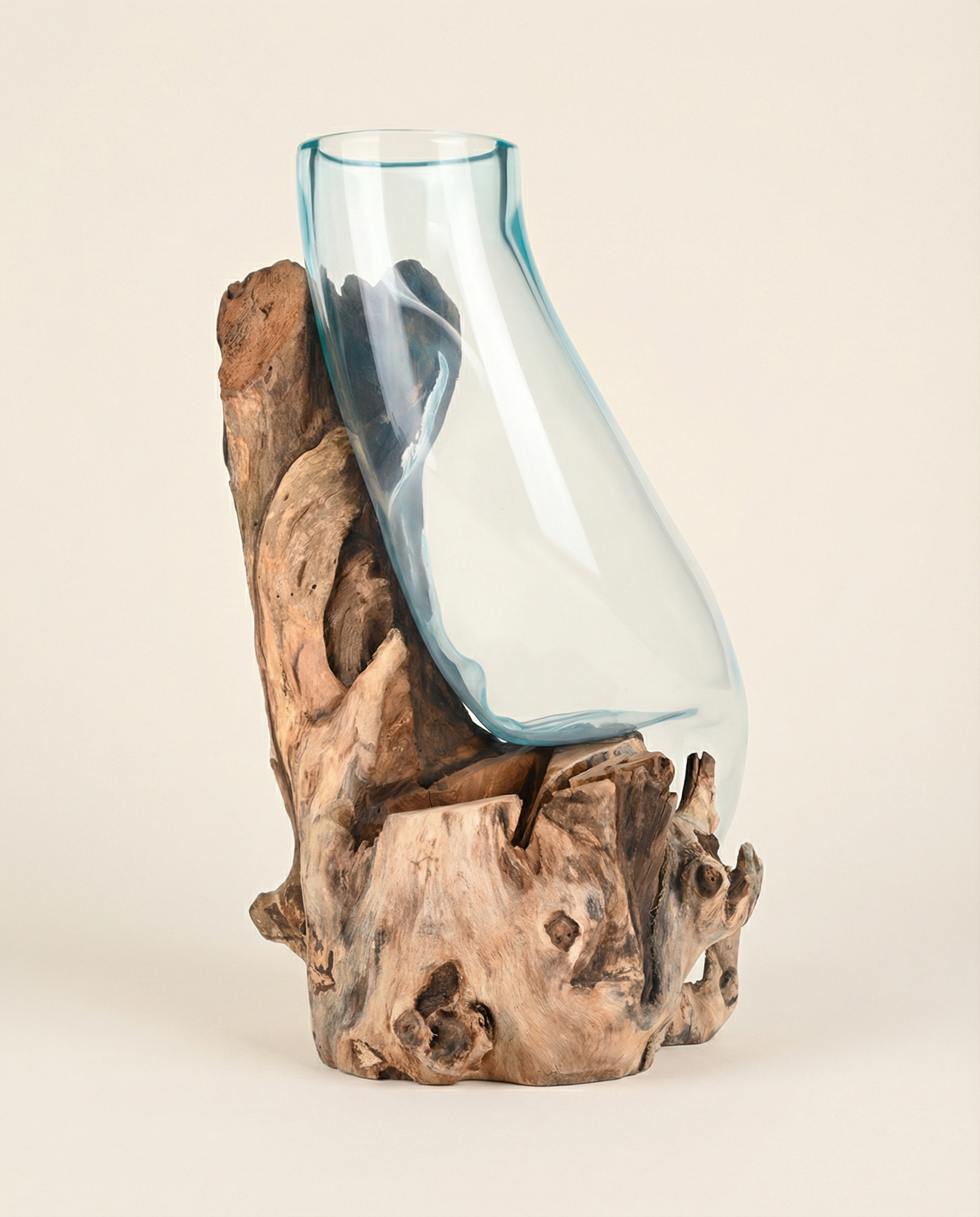 Table Standing Glass Vase on Wood | Natural Wood