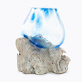 Blue Glass Aquarium melted on White wood finish (SMALL) image 0