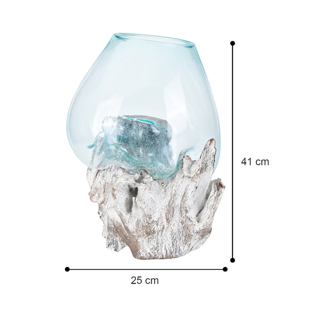 Glass Aquarium melted on Wood (White wood finish), Glass Aquarium melted on White finish image 2