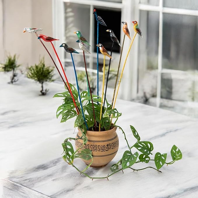 Handcrafted Wooden Bird Decor on Twigs | Unique Artisanal Home Accents image 1