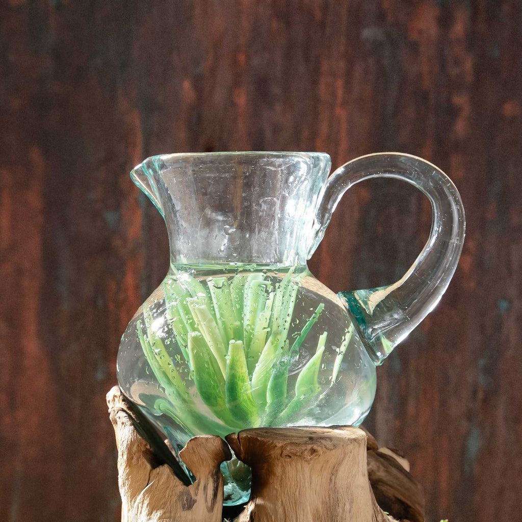 Handblown Glass Pitcher On Wood image 3