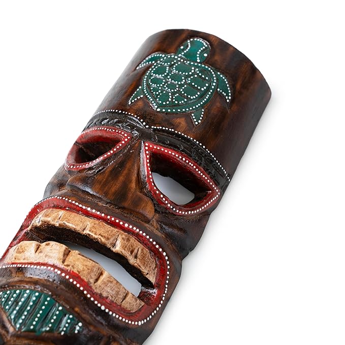 Turtle With Mask Handcrafted Tiki Mask Turtle made of Albesia wood. – BAGUS. All pieces ...