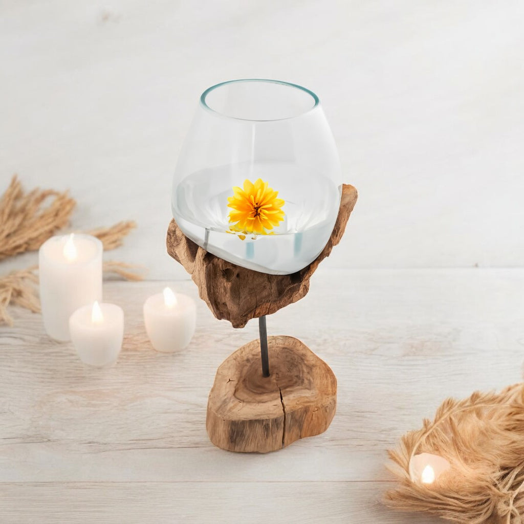 Molten Glass on Driftwood Vase image 1