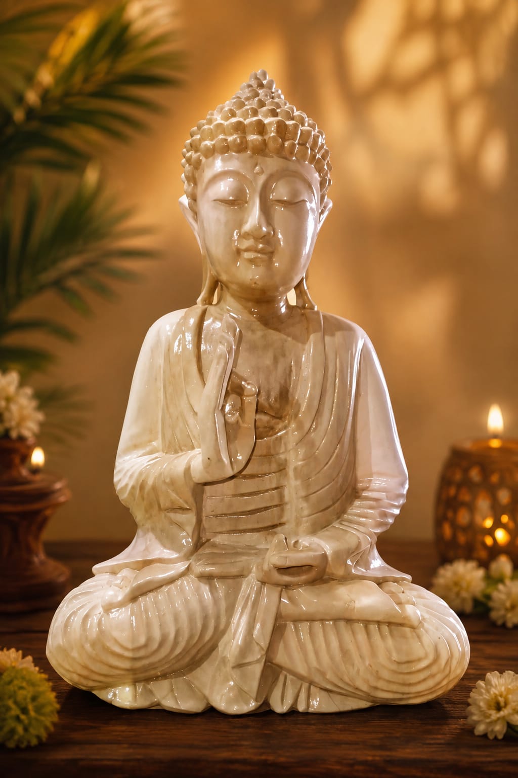 wooden Buddha statue - Natural