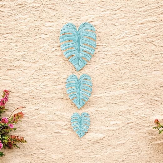 Monstera Leaf for Living Room, Wall Home Decor, Room Decor Wall Sculptures Hanging Decorations for Bedroom, Bathroom, Office Decor (Green-Set of 3) image 4