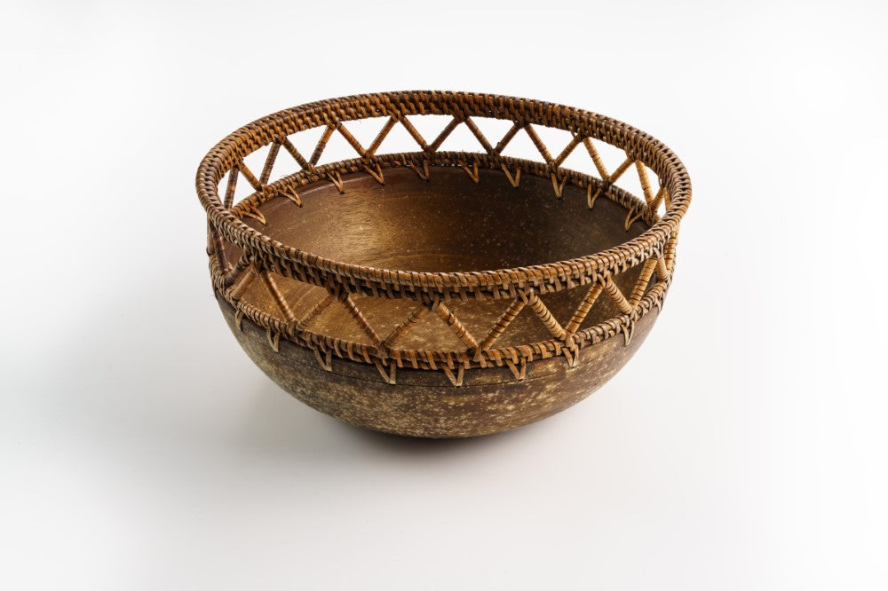 Wooden and Rattan Woven Bowl - Brown (Set of 3) image 0