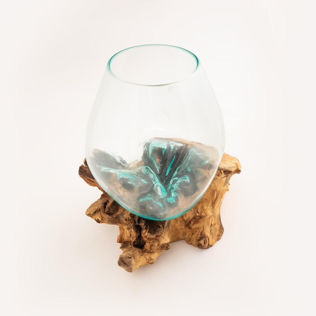 NaturaAqua Harmony: Elevated Glass Aquarium on Wooden Base (Medium) image 2