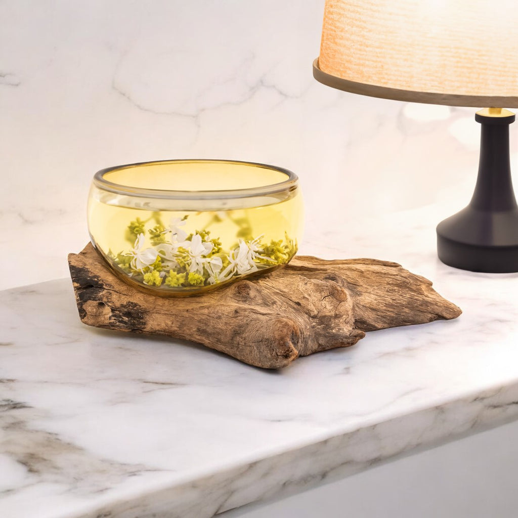 Molton Glass Mini Yellow Bowl on Wood image 1