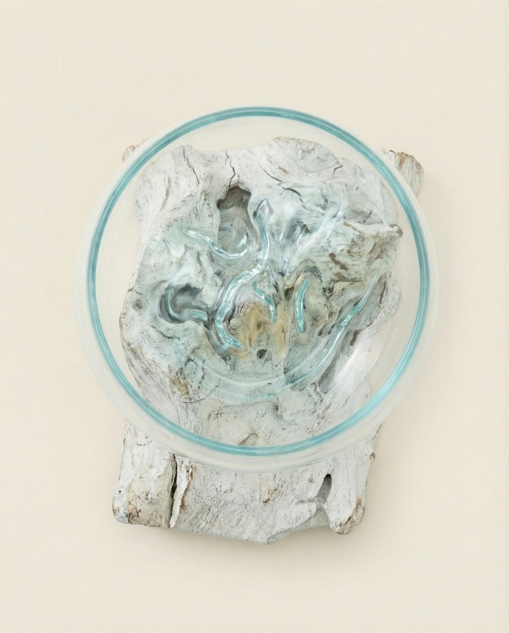 Glass Bowl on Wood | White Wood