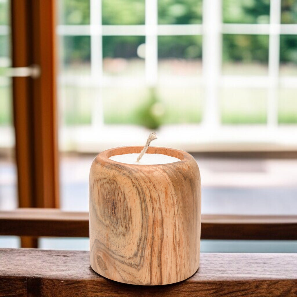 BAGUS HOME DECOR Recycled Wood tea light candle holder (Nova) - Aesthetic Candle Holders for Home Decor - Artistic Candles for Home Decor image 0