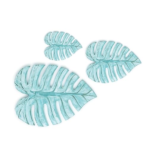 Monstera Leaf for Living Room, Wall Home Decor, Room Decor Wall Sculptures Hanging Decorations for Bedroom, Bathroom, Office Decor (Green-Set of 3) image 0