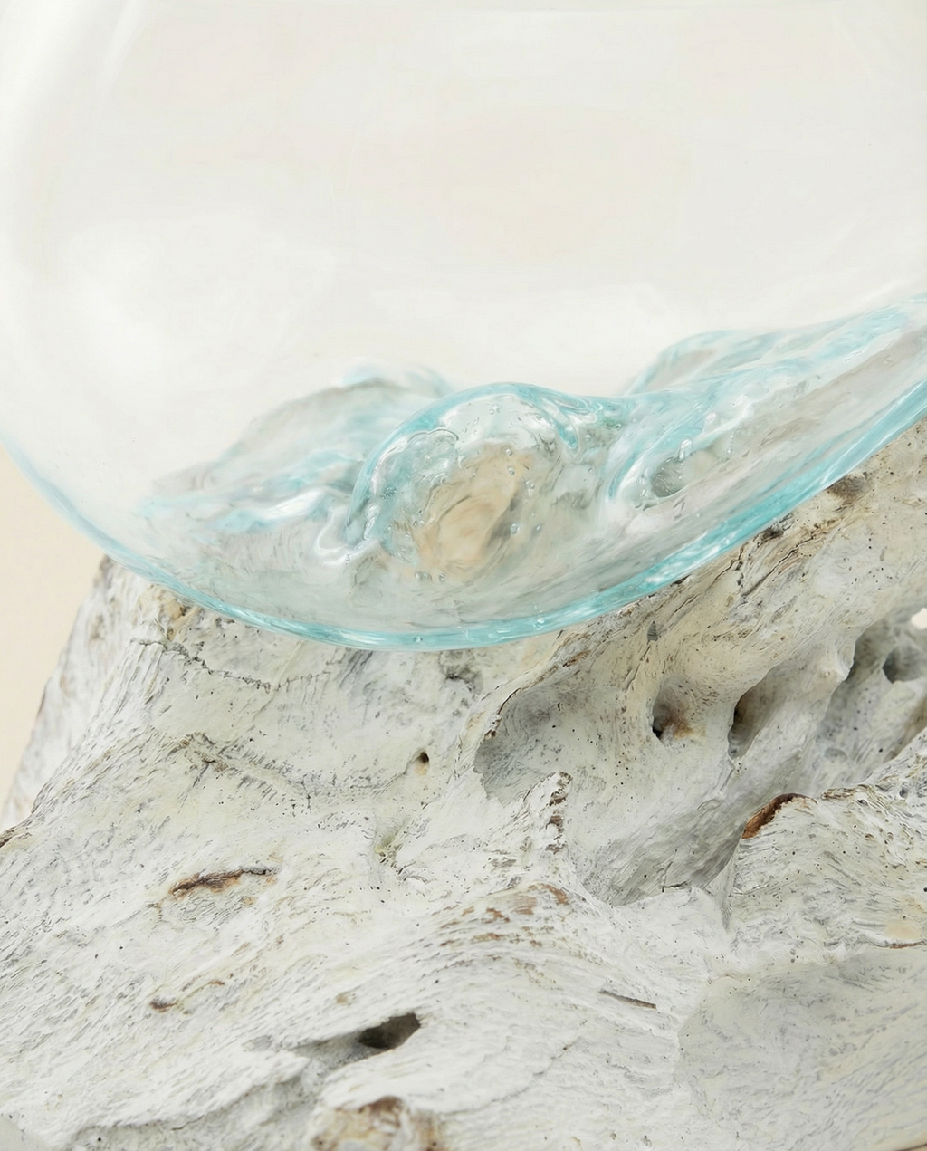 Glass Bowl on Wood | White Wood