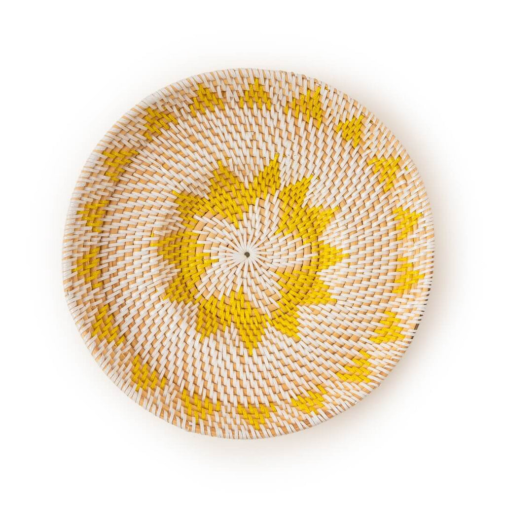 White and Yellow Rattan Wall Decor image 0