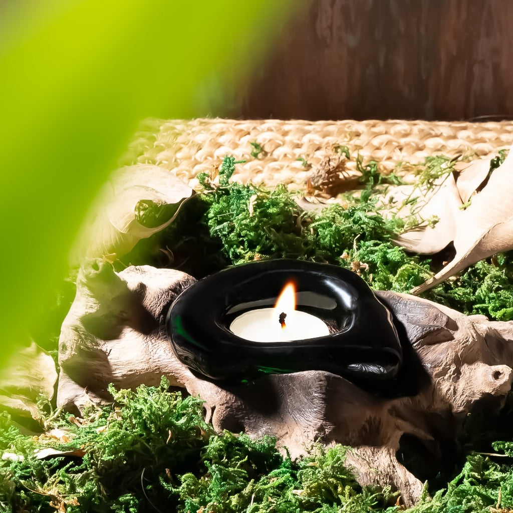 Chocolate Glass Tea Candle on the wood image 2