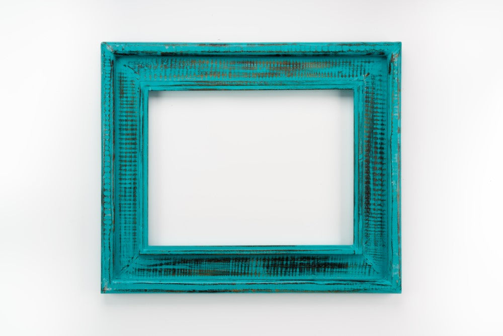 Wooden Frame - Burnt wood / White / Aqua image 0