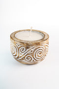 Wooden Tribal Carved Candle Holder With Candle(Small) image 0