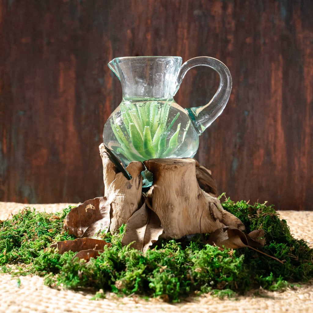 Handblown Glass Pitcher On Wood image 1