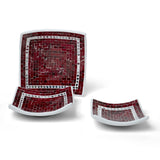 Square Mosaic Decorative Plates — Set of 3 — Maroon