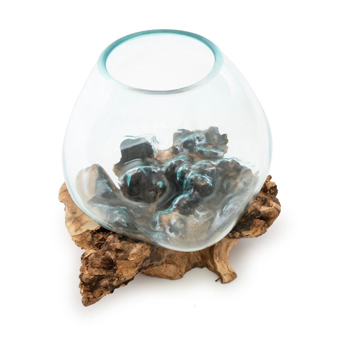 Glass Aquarium melted on Wood (Natural Wood finish) Glass Aquarium on Natural Drift wood (SMALL) image 3