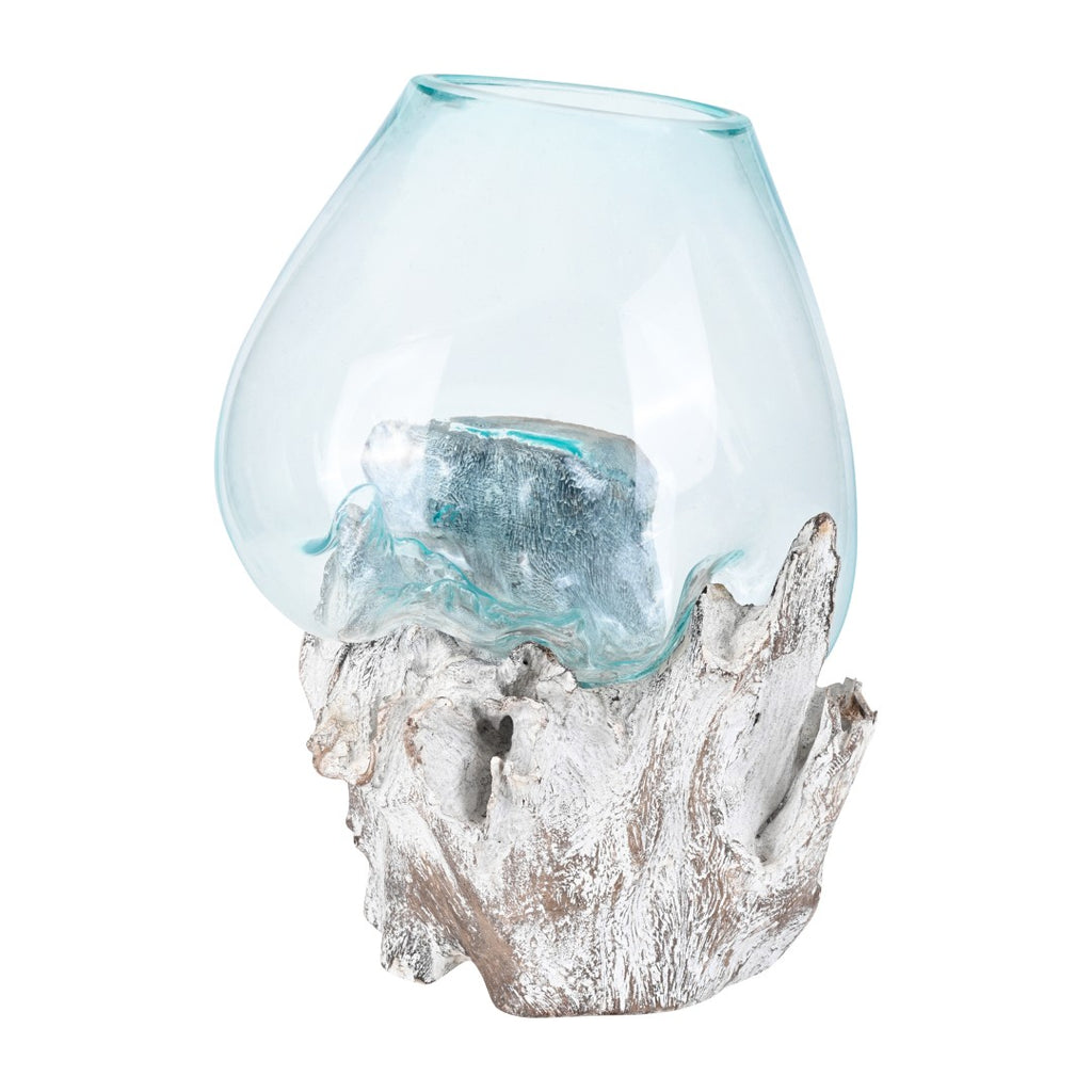 Glass Aquarium melted on Wood (White wood finish), Glass Aquarium melted on White finish image 0
