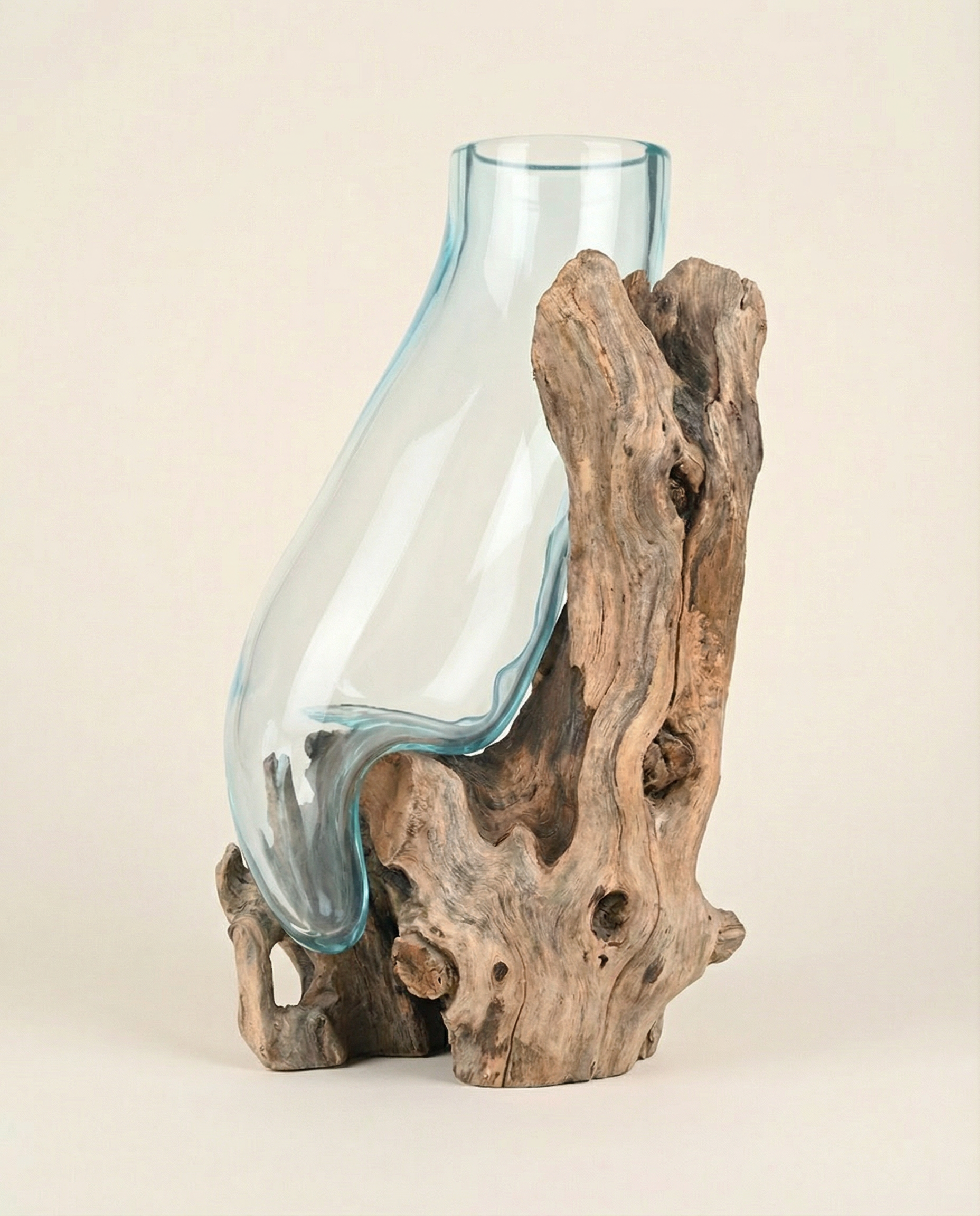 Table Standing Glass Vase on Wood | Natural Wood