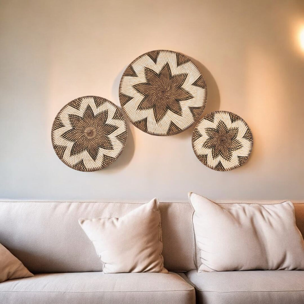 Rattan wall Decor - Brown and cream image 1