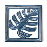 Monstera Leaf Wooden Wall Frame — Blue