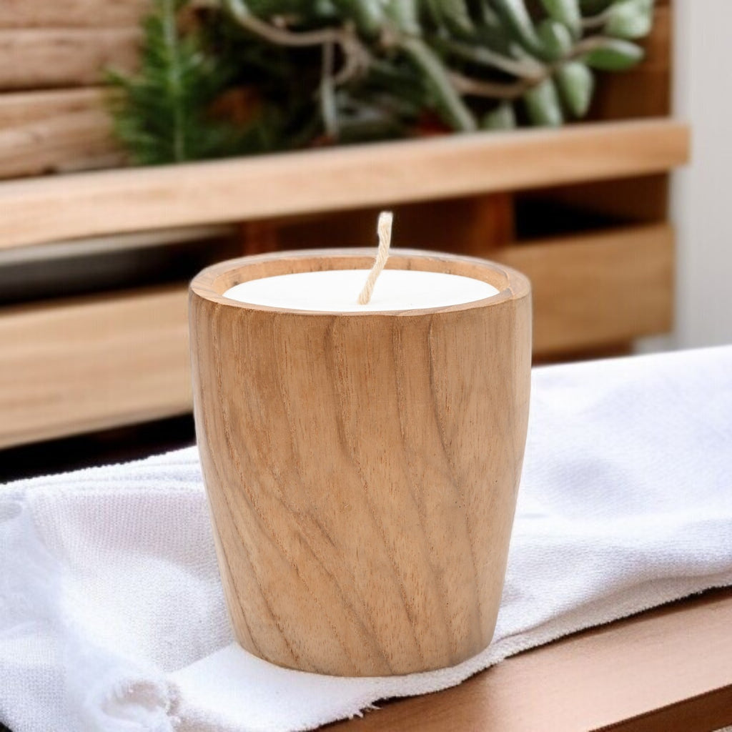 BAGUS HOME DECOR Recycled Wood tea light candle holder (Zuri) - Aesthetic Candle Holders for Home Decor - Artistic Candles for Home Decor image 0