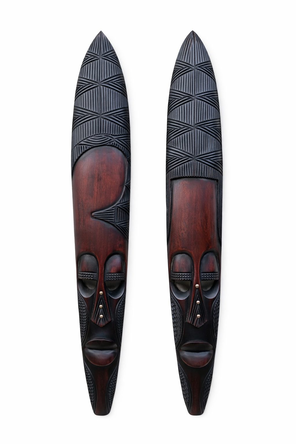 36-Inch Hand-Carved Tribal Wall Mask – Ebony & Rosewood Finish