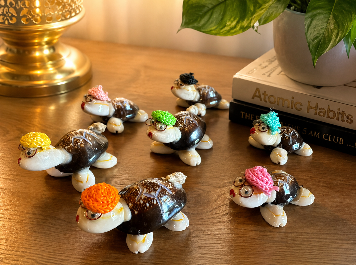 Handmade Seashell Baby Turtle Family-Natural Sea Shell Craft