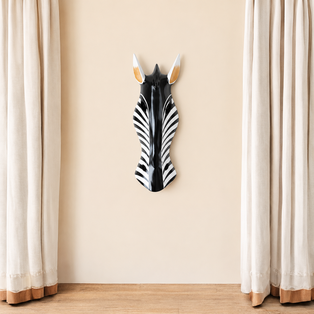 Animal mask in wood - Zebra (1pc)