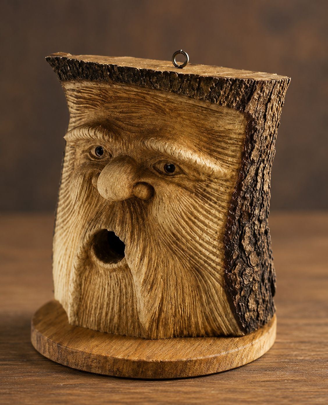 WisdomTree: Hand-Carved Wooden Old Man Bird Feeder