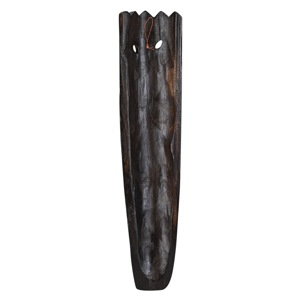 Indonesian Tribal Mask, Hand-Carved Wood, 50 cm x 11 cm, Dark Brown