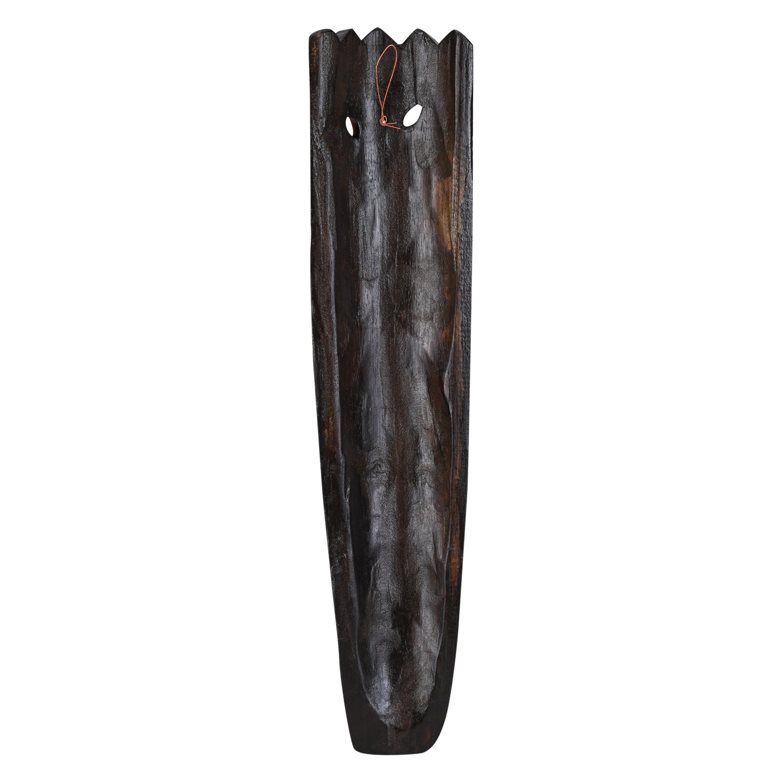 Indonesian Tribal Mask, Hand-Carved Wood, 50 cm x 11 cm, Dark Brown