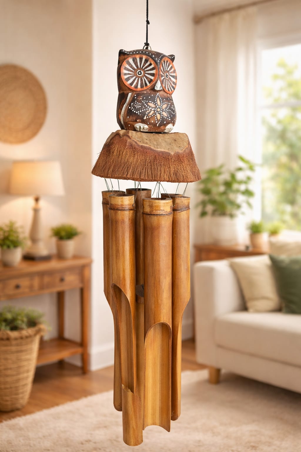 Bamboo Wind Chimes - Owl design