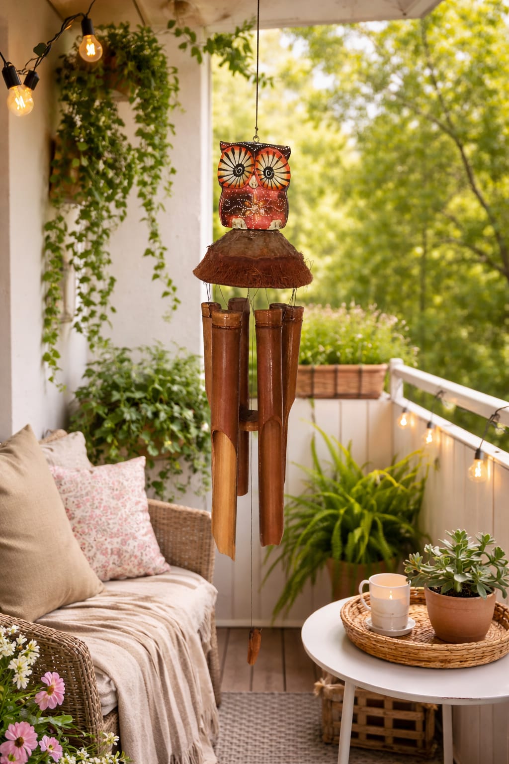 Bamboo Wind Chimes - Owl design