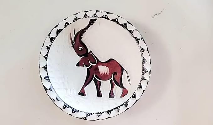 Elephant art soap stone plate image 0