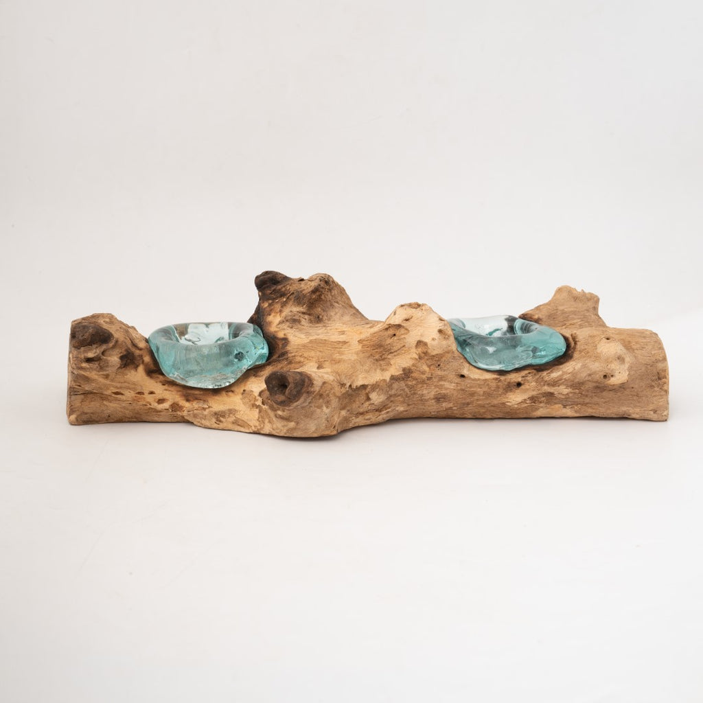 Double Tea Candle stand on Wood (N) image 3