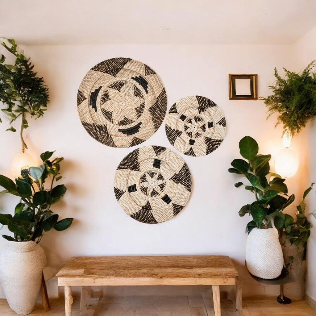 Cream and Brown Rattan Wall Art image 4