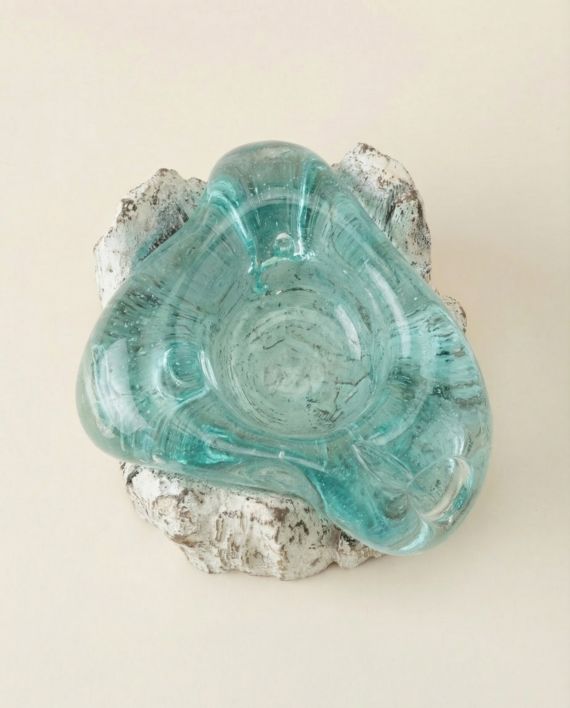 Clear Glass Candle Stand on White Wood