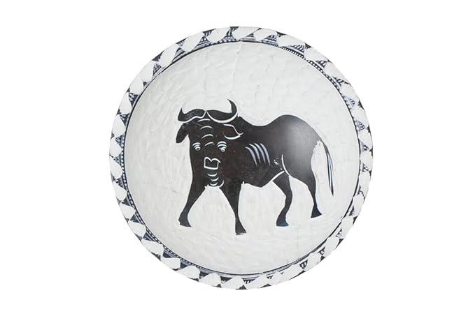 African Animal Handcrafted Soapstone Bow| Natural Soapstone with Intricate Buffalo Art image 0