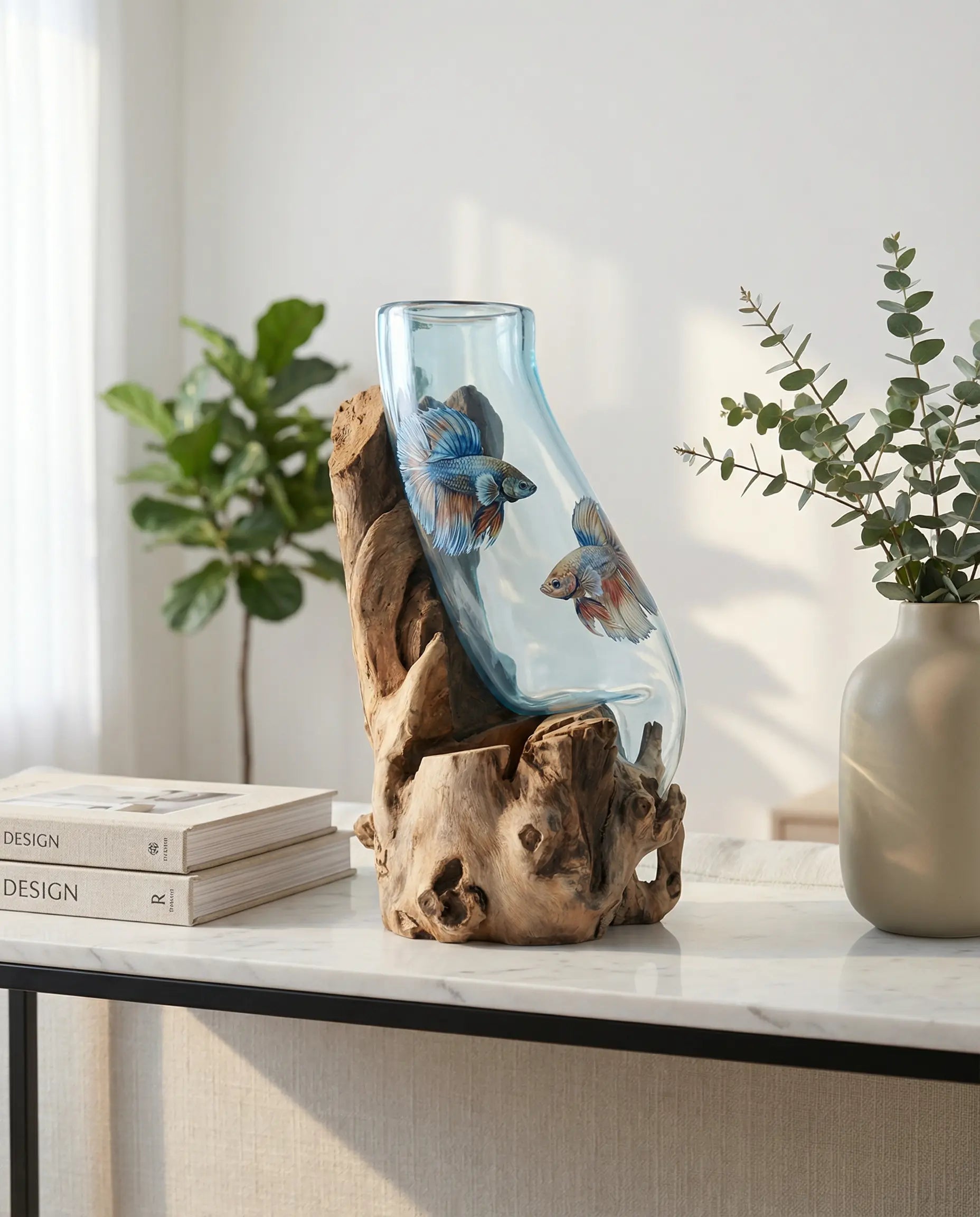 Table Standing Glass Vase on Wood | Natural Wood