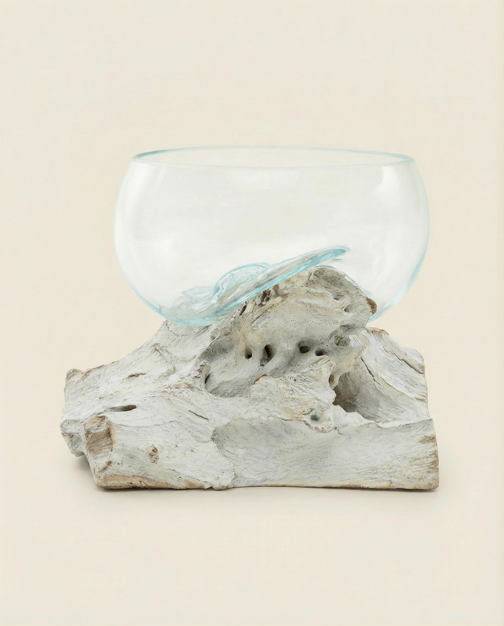 Glass Bowl on Wood | White Wood